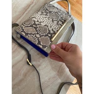 Brian Atwood Snake/Blue Suede Crossbody Bag